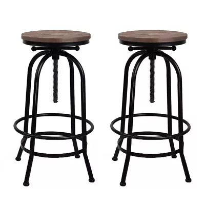 Artiss 2x Rustic Vintage Bar Stools Kitchen Stool Industrial Dining Round Chairs • $156.68