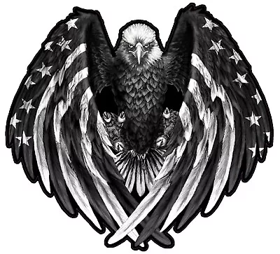 American Flag Eagle Wings  Gray Scale Decal 10  × 10  • $12.95