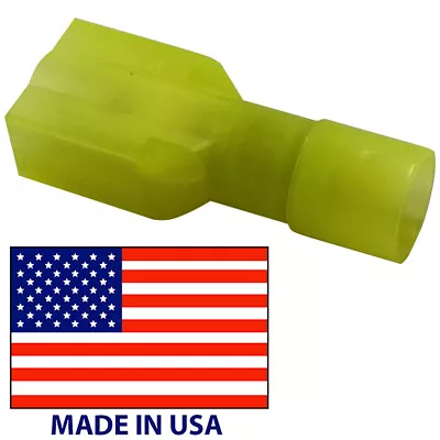 (100) T&B Yellow Fully Insulated Nylon Male 10-12 AWG 1/4  Stud Quick Disconnect • $16.25