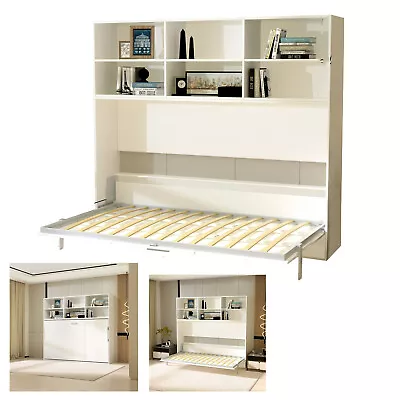 Murphy Wall Bed With 2-layer Storage Rack Twin Size Hideaway Bed Space Saving  • $1420.99