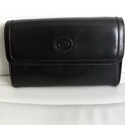 Authentic Vintage Gucci Black Leather Flap Crossbody Bag Clutch Excellent • $395