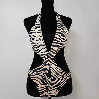 Y2K Beige Zebra Print Sexy Monokini From Victoria’s Secret Vintage Swim Size S • $4.99