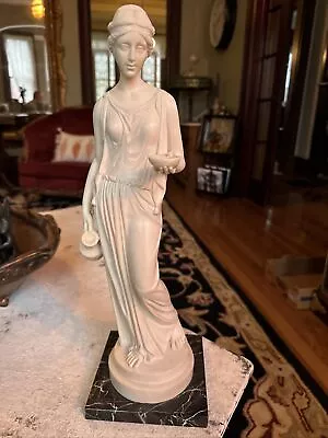 A. Santini Sculpture Of Classical Woman Bathing 17”tall Marble Base Bath Italy • $140