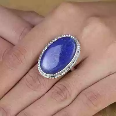 925 Sterling Silver Handmade Lapis Lazuli Gemstone Lovely Ring All Size HM2705 • $10.93