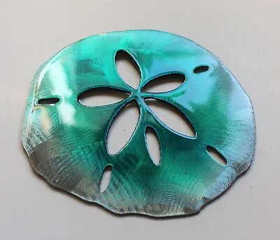 Sand Dollar Tropical - Metal Wall Art - Teal Tinged 6  X 6 1/4   • $22.98