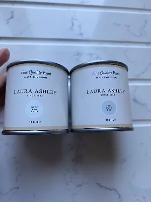 2 Laura Ashley Matt Emulsion Paint Tester Pots 100ml Duck Egg White Pale Duck Eg • £4