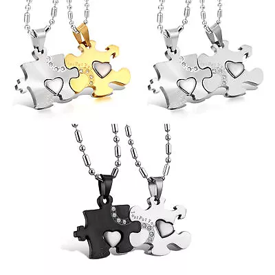 2pcs Just For You Couple Puzzle Necklaces Lover Matching Pendant Set Valentine • $9.99