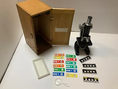 Vintage Jason 900 X Microscope With Original Wooden Box With Bonus Slides • $29.99
