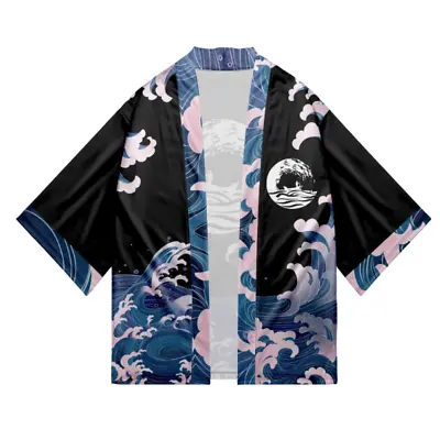 Mens Japanese Kimono Yukata Cardigan Jacket Coat Haori Harajuku Loose Outwear • $20.89