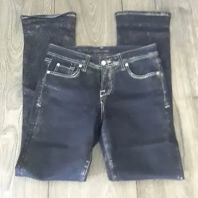 VERTIGO BLING Jeans Dark Blue Skinny Denim Stretch Embellished Silver Foil 28 • $45