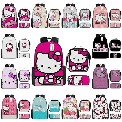 Girls Hello Kitty Backpack Bag Lunch Bag Pencil Case School Travel Rucksack Gift • $25.39