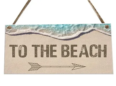 £3.99 • Buy To The Beach Directions Sand Sea Wooden Novelty Plaque Sign Gift Fcp13