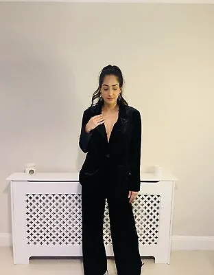Black Velvet Suit Set Uk10 • £58