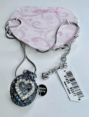 NEW Brighton Surrender Necklace Reversible Blue Crystals Locket Message Inside • $48.99