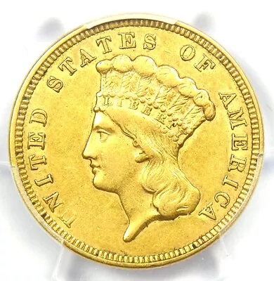 1857 Three Dollar Indian Gold Coin $3 - Certified PCGS AU Details - Rare Coin! • $1486.75