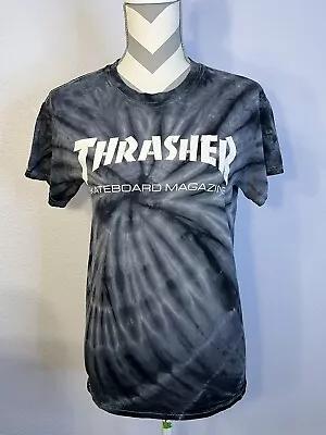 THRASHER SKATEBOARD MAGAZINE Unisex Blue Tie Dyed T Shirt Tee Sz S 736 • $5