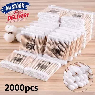 2000x Disposable Wooden Handle Cotton Swab Ear Buds Q Tips Makeup Cosmetic Bulk • $19.95