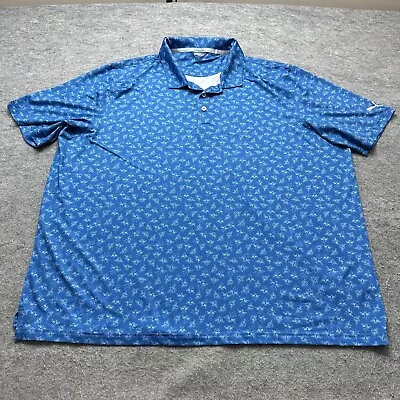 PUMA Golf Polo Shirt MATTR Pollination Men 3XL Cobalt Blue Graphic Stretch • $21.99