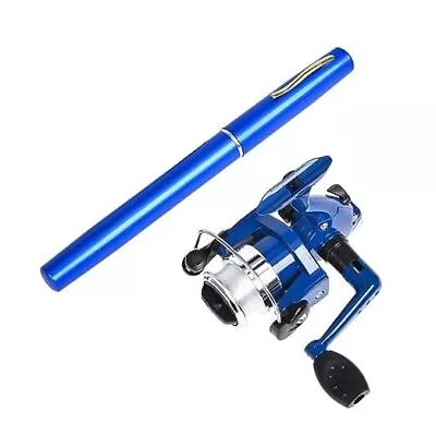 Pen Fishing Rod Kit 39 Inch Mini Fishing Pole Portable Telescopic Fishing Blue • $25.24