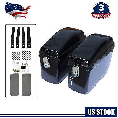Hard Saddle Bags Trunk Luggage Motorcycle For Cruiser With Mounting Brackets • $88.99
