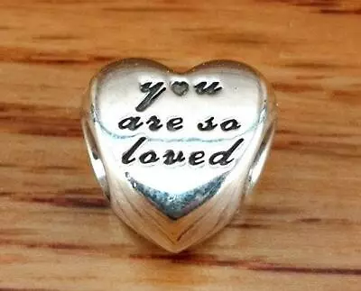 $23.66 • Buy AUTHENTIC PANDORA Silver Charm Bead You Are So Loved Heart #791730 😊free Ship