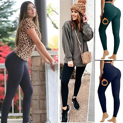 Women's Soft High Waist Elasticated Warm Thick Fleece Lined Full Length Leggings • £8.99