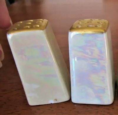 Tiny Vintage Shakers Mother Of Pearl Gold Tops • $6