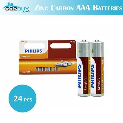 24PCS GENUINE Philips Long Life Zinc Carbon AAA Battery Factory Sealed BULK • $11.95