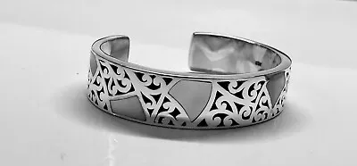 $189.99 • Buy Lois Hill Sterling Silver  Mother Of Pearl Inlay Scroll Cuff Bracelet