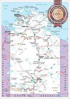 $17.95 • Buy Northern Territory State Roads Australia Map Of Aus Chart Print Premium Poster
