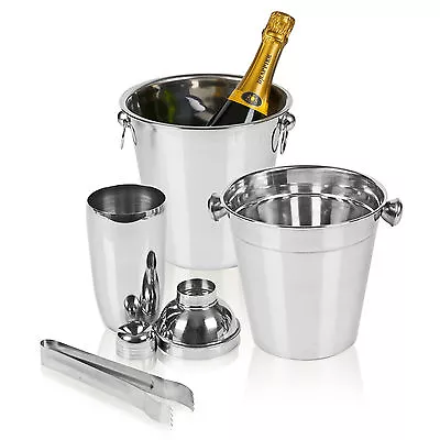 Bar Bucket Cocktail Shaker Set Bartender Home Kit Drinks Mixer Maker Ice Tongs • £14.99