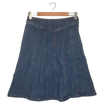 Sigrid Olsen Jean Skirt Womens 2 Flare Denim Skirt Blue Knee Length Retro Blue • $25.99