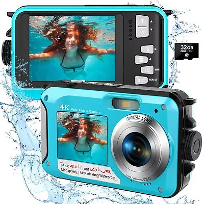 4K Underwater Camera With 32GB Card 1250mAh Battery 48MP Autofocus 11FT Water... • $31.99