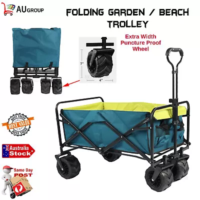 Folding Beach Trolley Wagon Cart Garden Outdoor Picnic Camping Shopping Trolley • $105