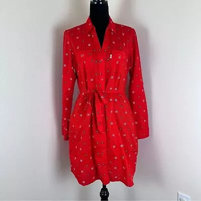 Levi's Women's Red Bandana Cotton Long Sleeve Button Front Shirt Dress Size M • $24.99