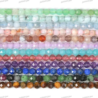 4mm Faceted Gemstone Round Loose Beads DIY Jewelry Making Strand 15.5-16  • $4.39