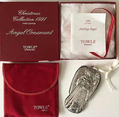 1991 TOWLE STERLING SILVER  ANGEL CHRISTMAS Tree ORNAMENT 1st IN SERIES Mint Box • $79.95