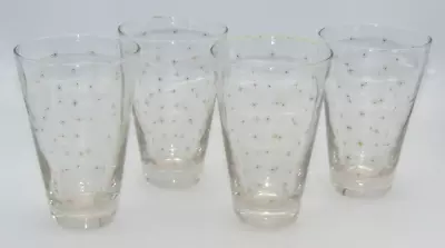 VINTAGE LIBBEY ATOMIC STARBURST DESIGN GLASS TUMBLERS - SET OF 4 (10 Oz.) • $29