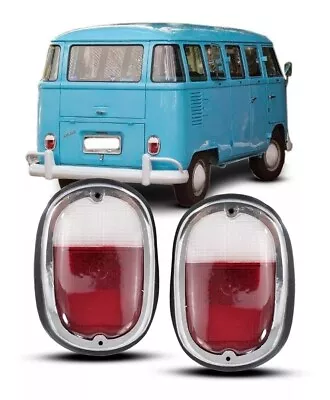 Tail Light Assembly T2 Set Clear Red Euro Lens Pair Vw Transporter Bus 1962-1971 • $59.99