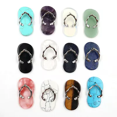 Natural Flip Flop Slipper Shaped Gemstone Crystal Stone Pendant Necklace Jewelry • $3.65