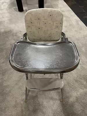 Vintage Cosco Metal Folding High Chair 1960s Stars Starburst Adjustable Foot • $200