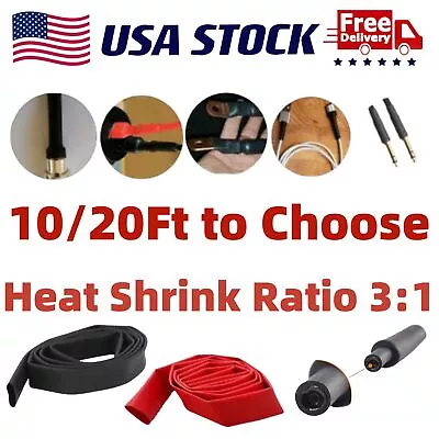 Heat Shrink Tubing-3:1 Marine Grade Wire Insulation Cable Sleeves Black+Red • $15.89