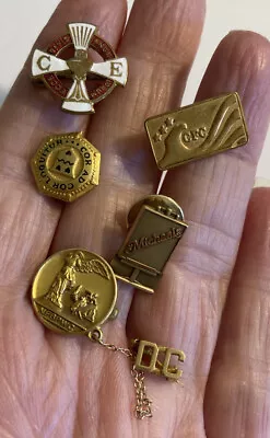 Great Lot Of Vintage Gold Filled Pins & Pinbacks-service School Fraternity & • $9.99