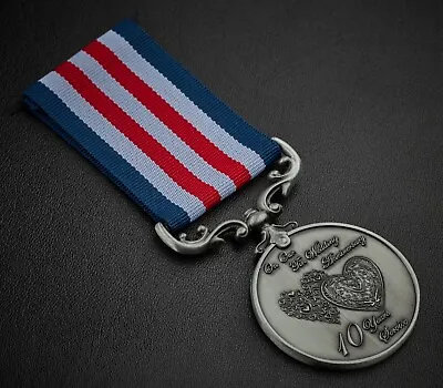 On Our 10th Tin Wedding Anniversary Long Service Medal. Gift/Present. Silver • £9.99