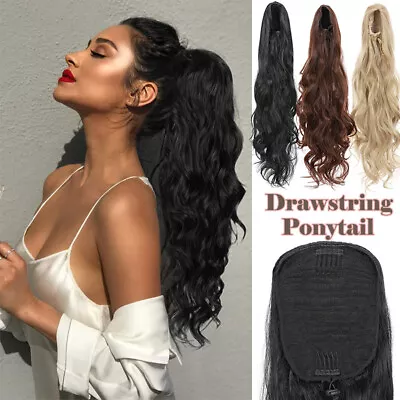 18/24  Drawstring Ponytail Hair Extensions Clip In Pony Tail Natural As Human • $16.30