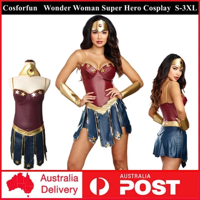 £22.27 • Buy Ladies Wonder Womens Super Hero Cosplay Party Fancy Dress Superhero Costume Suit
