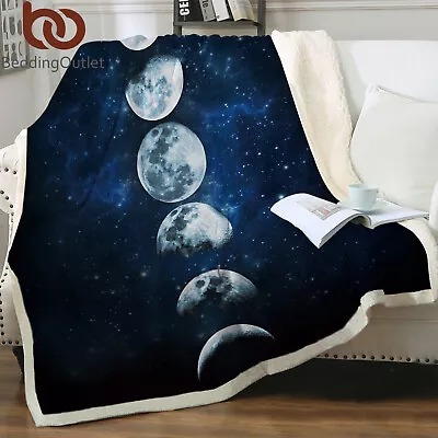 Soft Fleece Throw Blanket Cozy Moon Print Blanket For Couch Sofa Bed Lightweight • $29.99