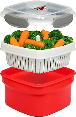 Microwave Cookware Steamer- 3 Piece Microwave Cooker W Food Container Removable • $15.62