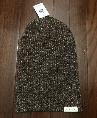 NEW WOMENS NEFF HEADWEAR LUREX BEANIE WINTER HAT LADIES CAP PORT RED GOLD NWT V • £11.57