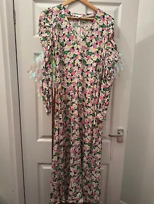 H&M Posey Flowers Floral Maxi Dress Size 14 Ditsy • £10